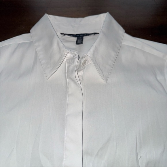 White House Black Market White Long Sleeve Button Up Shirt Blouse Lace Sleeve 2 - Picture 5 of 9